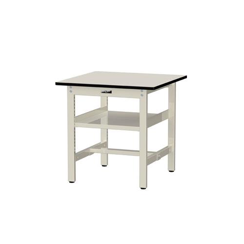 法人送料無料  作業台 山金工業 ヤマテック 幅750×奥行750×高さ740mm ポリエステル天板 中間棚付 ワークテーブル 作業テーブル 机 工場 日本製 SWP-775S2の画像