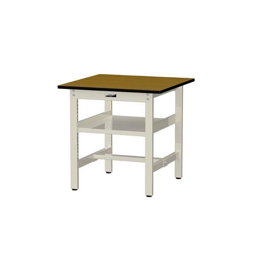 法人送料無料  作業台 山金工業 ヤマテック 幅750×奥行750×高さ740mm ポリエステル天板 中間棚付 ワークテーブル 作業テーブル 机 工場 日本製 SWP-775S2の画像