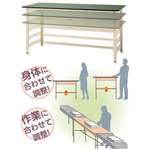 法人送料無料  作業台 山金工業 ヤマテック 幅600×奥行600×高さ600〜900mm ポリエステル天板 ワークテーブル 作業テーブル 作業場 工場 日本製 SWPA-660の画像