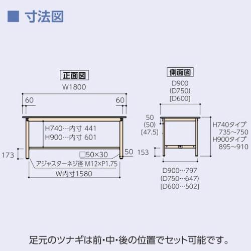 法人送料無料  作業台 山金工業 ヤマテック 幅1800×奥行900×高さ740mm スチール天板 ワークテーブル 作業テーブル ワークデスク 学校 作業場 工場 SWS-1890の画像