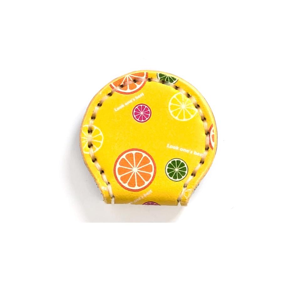 オリジナル フルーツ オレンジ柄 ゴルフ カジノマーカー クリップーセット マグネット式 マーカー台座  レザー 本革 手縫い おしゃれ 強力マグネット使用 | ブランド登録なし | 08