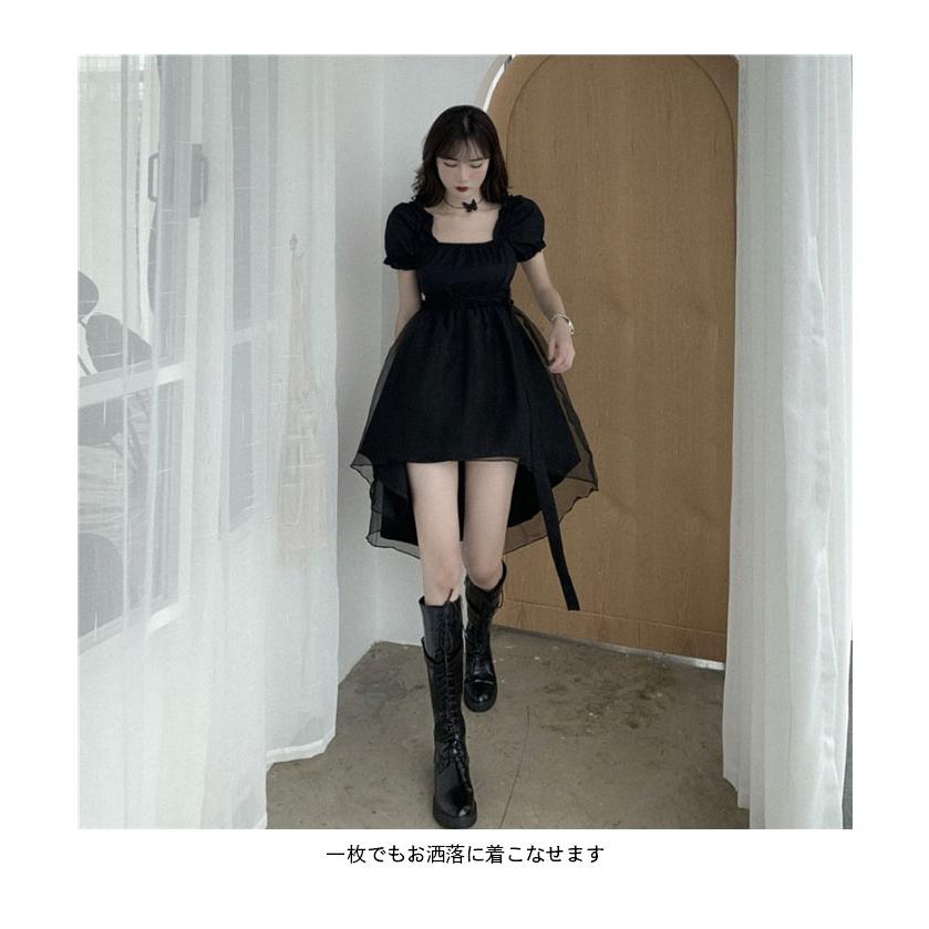 送料無料 チュールワンピース レディース ワンピース チュール ショートワンピース 半袖 スクエアネック ハイウエスト ふんわり ロリータ ゴシック Llyw69 Hosyu 通販 Yahoo ショッピング
