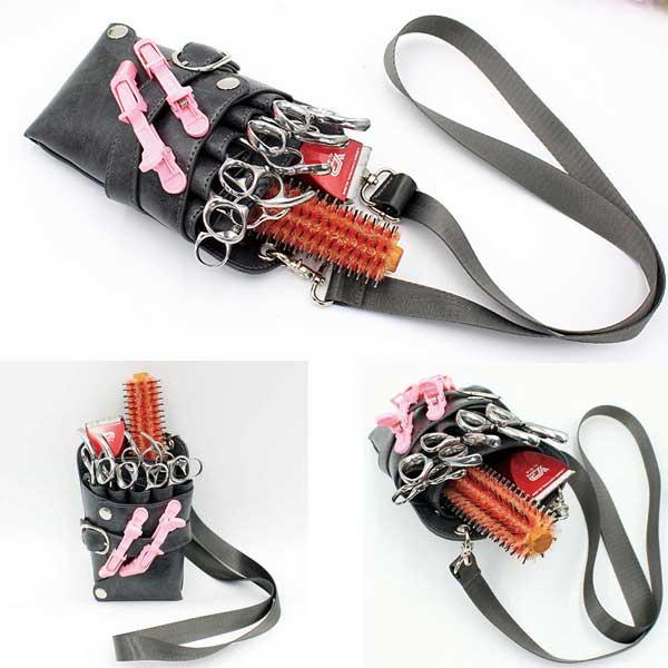 シザーケース 美容師 5丁 おしゃれ P Uレザー トリマー シザーバッグ