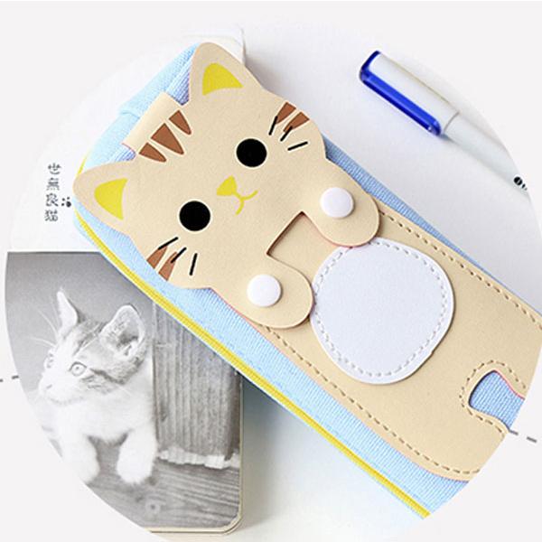 ペンケース ネコ ねこ アニマル かわいい 筆箱 小物 キャンバス 帆布 マチ付き 送料無料 0q Cat Yokocase ロールショップ 通販 Yahoo ショッピング