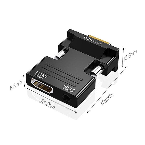 HDMI to VGA 変換 アダプタ 3.5mm 電源不要 音声出力対応 D-Sub15ピン 送料無料｜lool-shop｜02