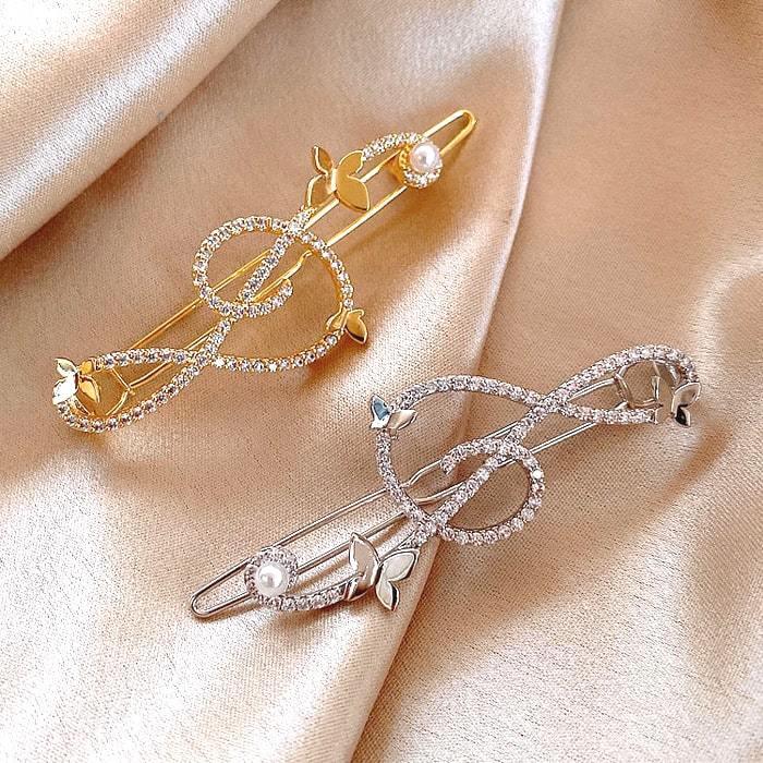 ヘアクリップ 音符 ト音記号 ヘアピン キラキラ ラインストーン