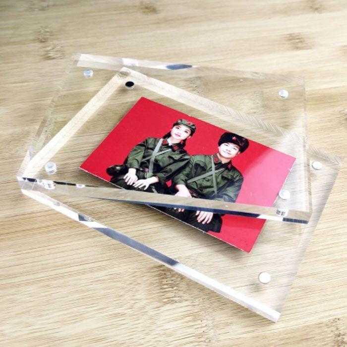 アクリルフォトフレーム マグネット 2個セット チェキサイズ 透明 写真