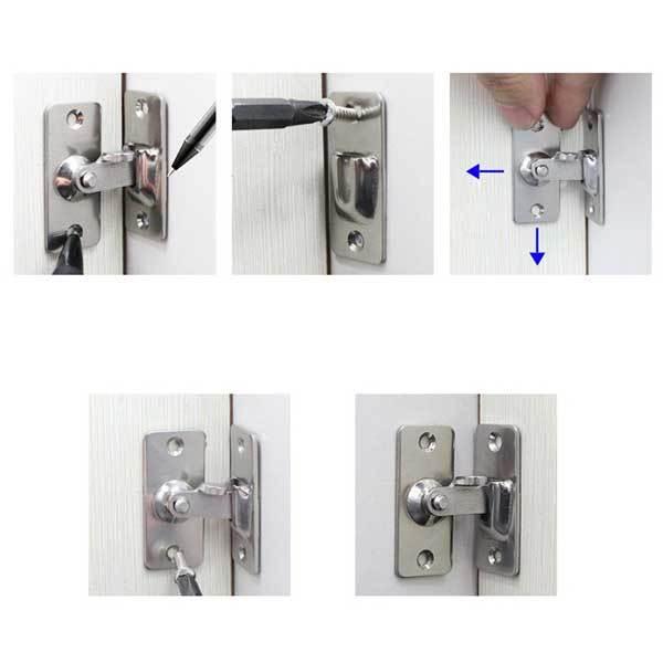ドアロック ステンレス鋼 90度直角バックル スライドドア ハードウェア ロックボルト 家庭用アクセサリー 家の寝室 ゲート ガレ ...  :2qn-dr-lock:ロールショップ - 通販 - Yahoo!ショッピング