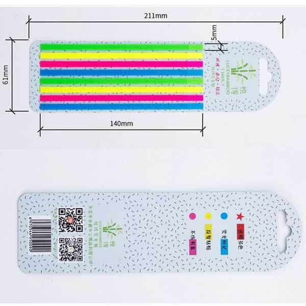 ラインマーカー代わりに】 フィルム付箋 細め 長め 極細 蛍光 フィルム