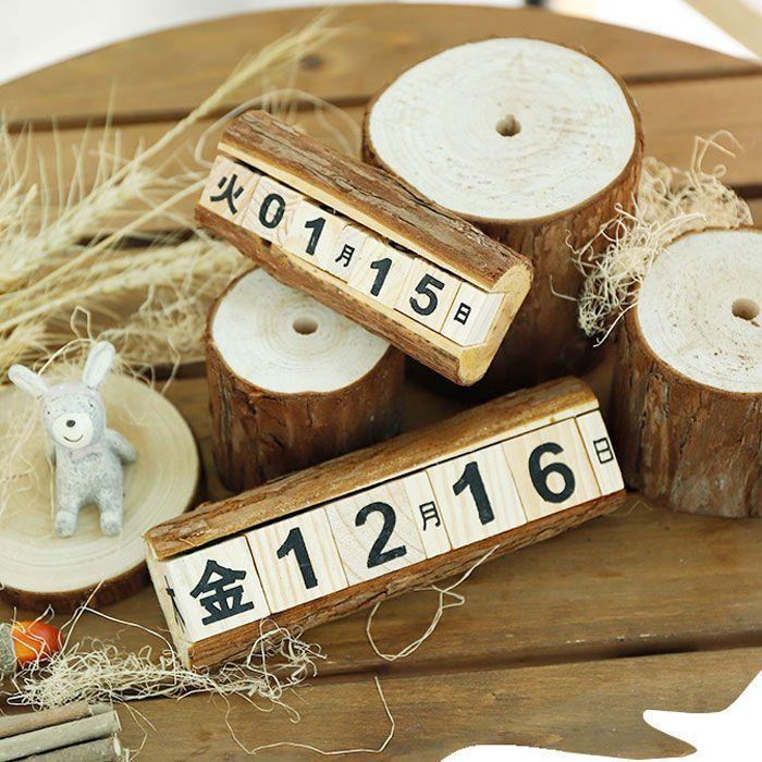 日めくり カレンダー 木製 万年カレンダー 卓上 アンティーク風 職人