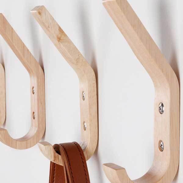 2個セット】壁掛けフック 壁整理フック 木製 北欧 ウォールナット