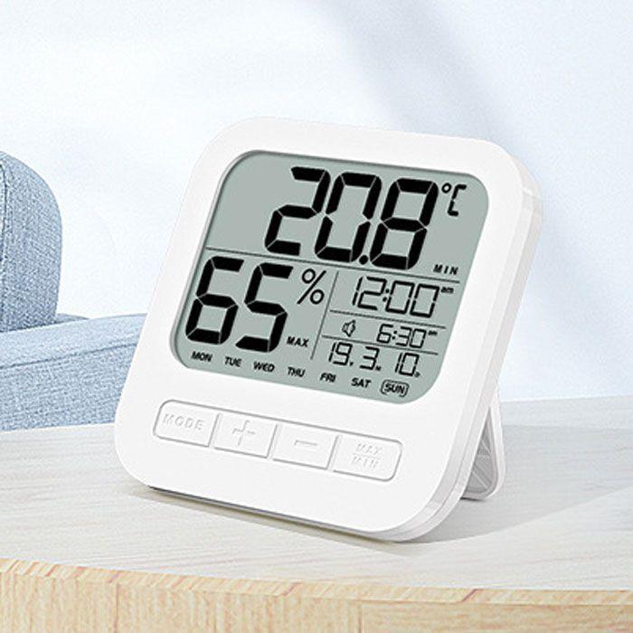 ご予約品 温湿度計 デジタル 温度計 湿度計 高精度 時計 室外 室内 壁掛け 卓上 おしゃれ カレンダー アラーム Proモデル Discoversvg Com