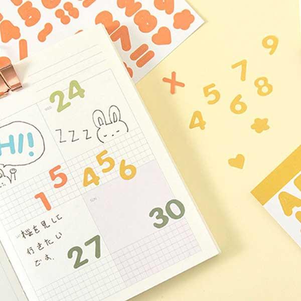アルファベット シール 5色セット 数字 ステッカー 推し活 グッズ デコ