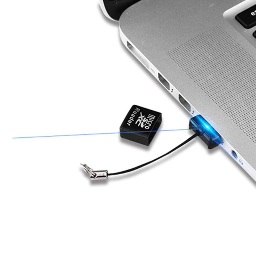 microSD カードリーダー USB 超小型 ストラップ付き マイクロSD
