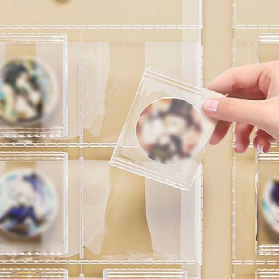 缶バッジ 収納 壁掛け ウォールポケット 48個収納可能 フック付き