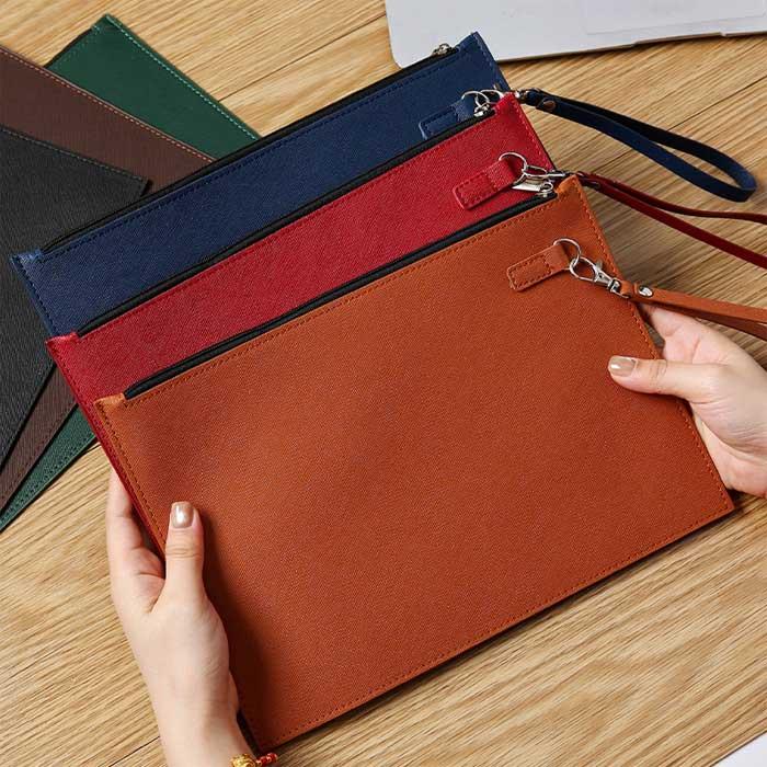 ファイルケース A5 ストラップ付 PU レザー ドキュメントケース