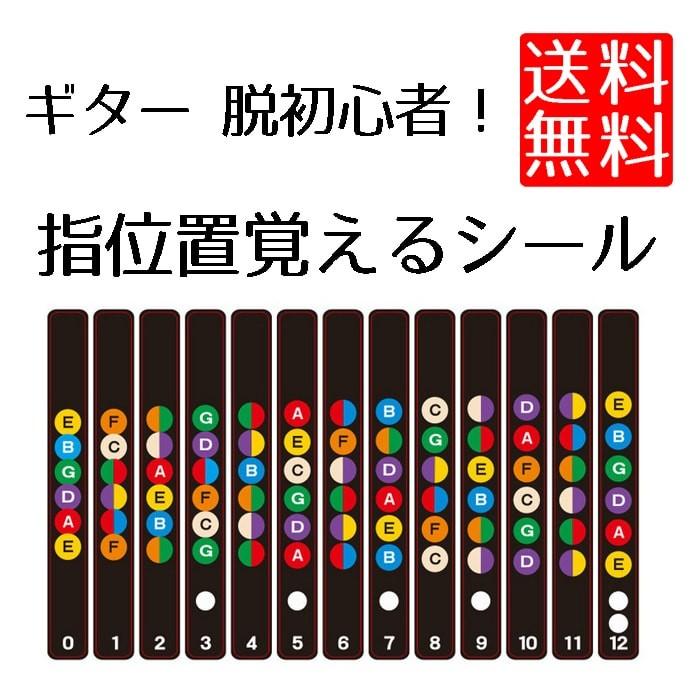 2枚セット　指板音名シール　ギター　指位置シール　白　12フレット　コード　練習