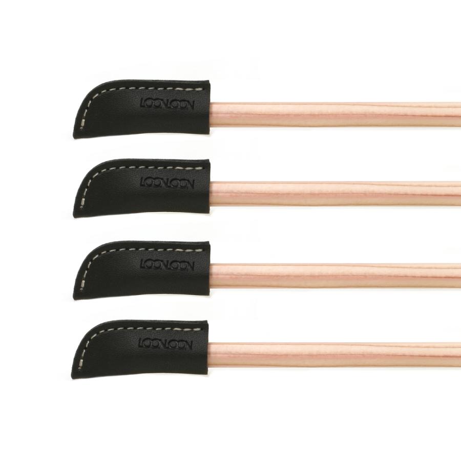 LOONLOON 鉛筆キャップ ダークブラウン 4個セット レザー ペンキャップ