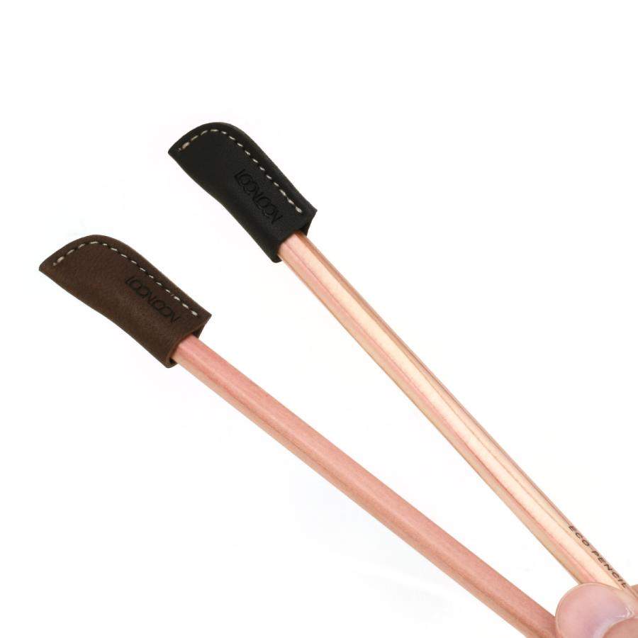 LOONLOON 鉛筆キャップ ブラウン 4個セット レザー ペンキャップ