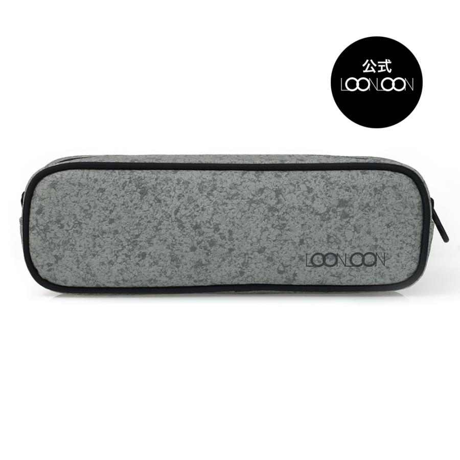 LOONLOON 263 ストーン ペンケース グレー 大容量 おしゃれ シンプル