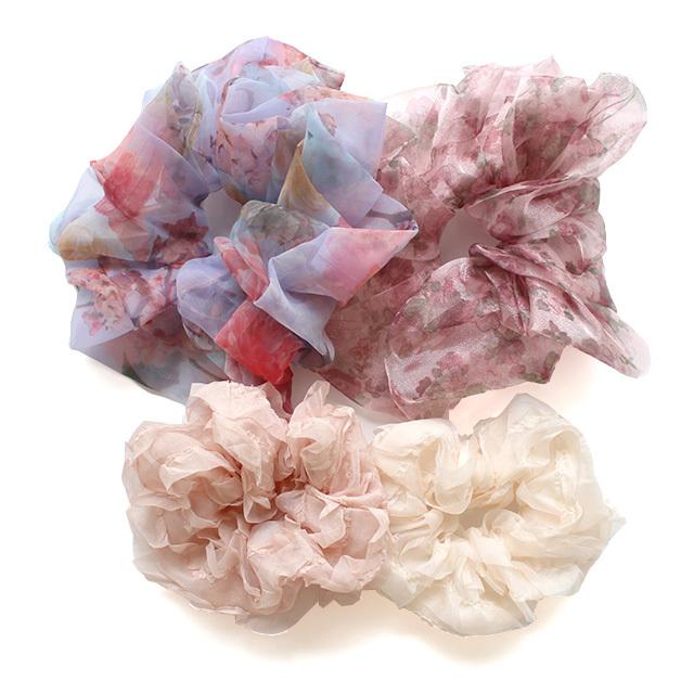 ビッグシュシュ オーガンジー 花柄 メール便送料無料 ヘアアクセサリー ヘアアクセ ヘアアレンジ シュシュ カラコン通販loook 通販 Paypayモール