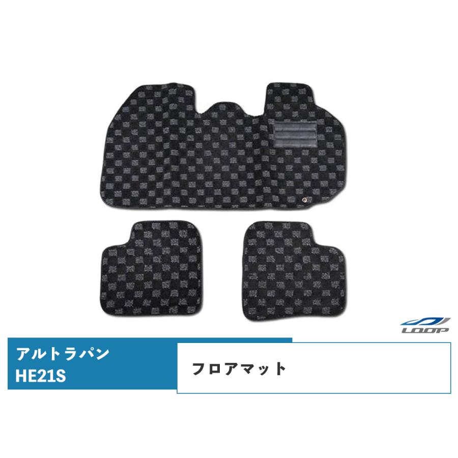 ラパン アルトラパン HE21S フロアマット チェック柄 ブラック/グレー 