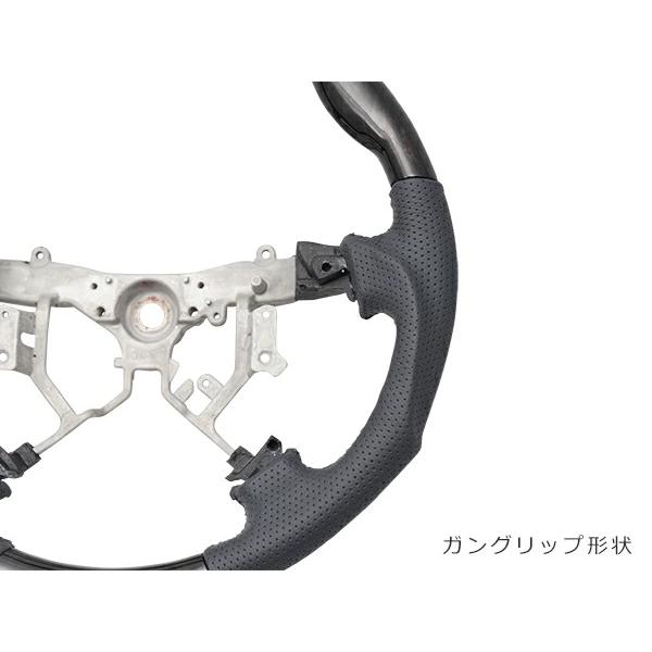 10系 前期 後期 アルファード ステアリング シフトノブ セット 黒木目マホガニー調 グリップ形状選択 スタンダード ガングリップ 交換 | アルファード | 06