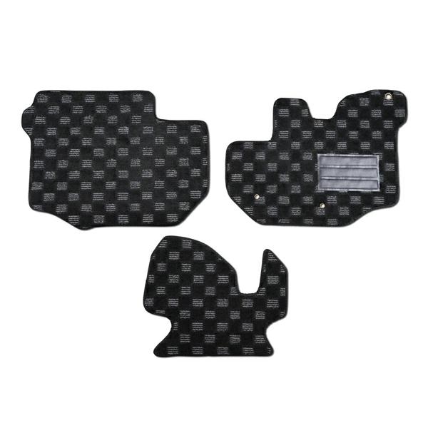 ハイエース 200系 ワイドボディ フロアマット チェック柄 ブラック/グレー フロント用 H16〜 | ハイエース | 01