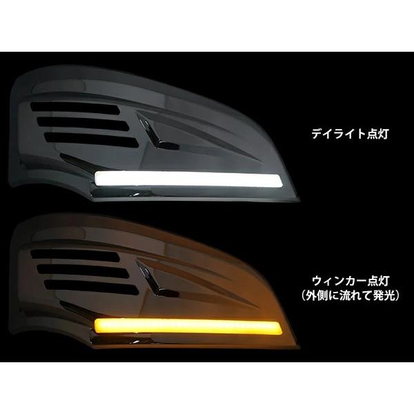 三菱ふそう ジェネレーションキャンター 標準ワイド シーケンシャルウインカーデイライトLED付きメッキウインカーレンズカバー 左右セット 12V車用 | 三菱ふそう | 05
