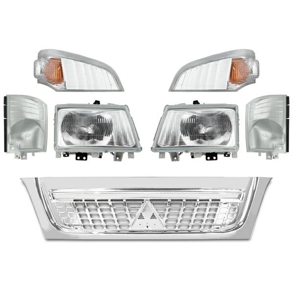 三菱 ジェネレーションキャンター 標準用 メッキグリル ヘッドライト コーナーレンズ ウインカーレンズ 7点セット Ver.1 純正タイプ |  | 01