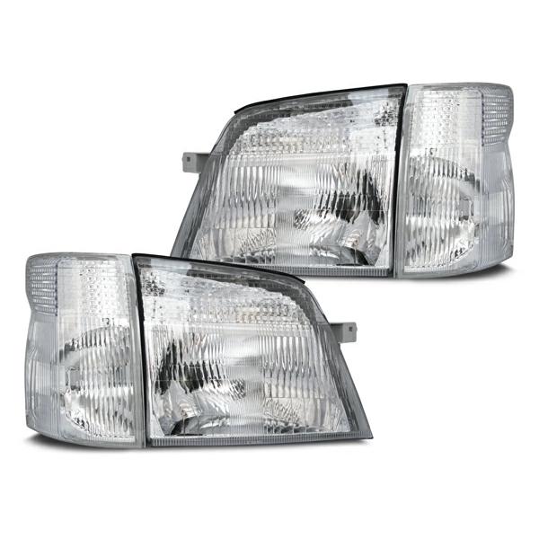 キャラバン前期 純正品コーティング加工済ヘッドライトコーナーレンズ4点セット 日産 キャラバン E25 前期 ヘッドライト コーナーレンズ 4点セット