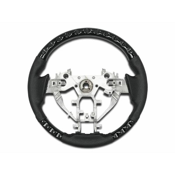 キャラバン NV350 ハンドル ステアリング E26系 中期 2型 ガングリップ ピアノブラック カスタム パンチングレザー | 日産 | 04