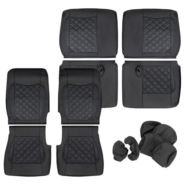 キャラバン NV350 E26系 前期型 プレミアムGX シートカバー レザー ダイヤカット パンチング フロント リア 取り付け | 日産 | 06