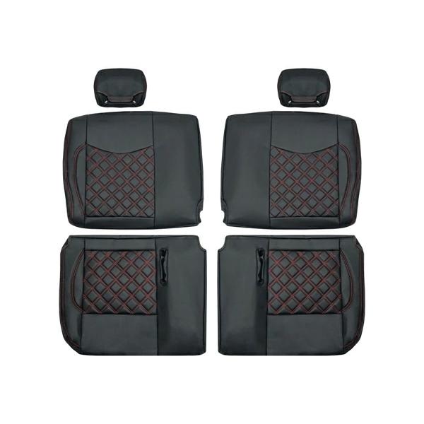 キャラバン NV350 E26系 後期型 シートカバー GRANDプレミアムGX プレミアムGX ダイヤカットデザイン レザー レッドステッチ | 日産 | 04