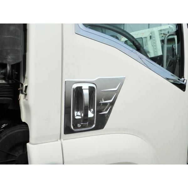 いすゞ 07エルフ ハイキャブ ワイドキャブ メッキ ドアハンドルカバー ドアプロテクター 6Pセット H19.1〜 | いすゞ | 03