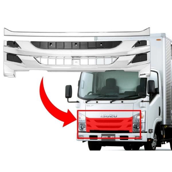 07 エルフ メッキ グリル フロン ト ラインプレート 後期型 ハイキャブ用 いすゞ | いすゞ | 07