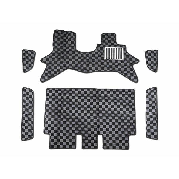 エブリイワゴン DA17W フロアマット リアラゲッジマット セット チェック柄 ブラック/グレー H27.2〜 トランク ステップマット スズキ | エブリイワゴン | 01