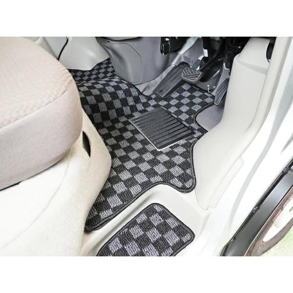 エブリイワゴン DA17W フロアマット リアラゲッジマット セット チェック柄 ブラック/グレー H27.2〜 トランク ステップマット スズキ | エブリイワゴン | 05