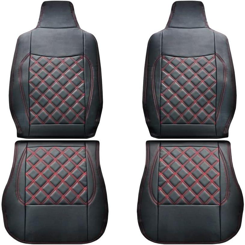 エブリイバン DA17V シートカバー レザー ダイヤカット レッドステッチ 