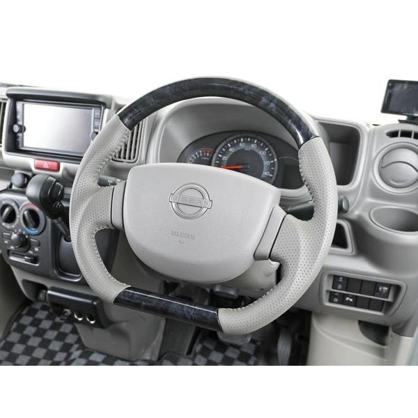 エブリイバン DA17V D型 ステアリング ハンドル ガングリップ 黒木目調 H27.2〜 交換 木目調 ワゴン レザー 内装 エブリィ | エブリイワゴン | 06