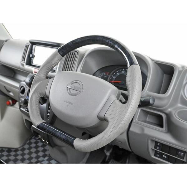 エブリイバン DA17V D型 ステアリング ハンドル ガングリップ 黒木目調 H27.2〜 交換 木目調 ワゴン レザー 内装 エブリィ | エブリイワゴン | 07