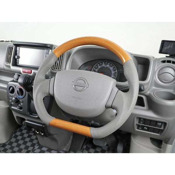 エブリイバン DA17V D型 ステアリング ハンドル ガングリップ ユーカリ茶木目調 H27.2〜 交換 木目調 ワゴン レザー | エブリイワゴン | 06