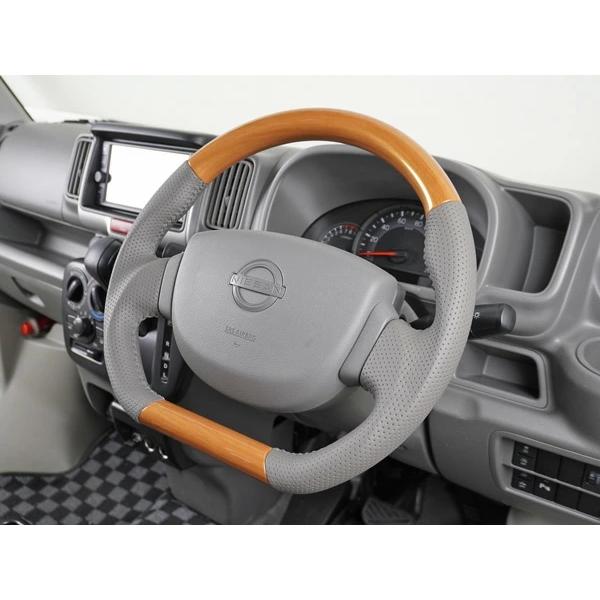 エブリイバン DA17V D型 ステアリング ハンドル ガングリップ ユーカリ茶木目調 H27.2〜 交換 木目調 ワゴン レザー | エブリイワゴン | 07