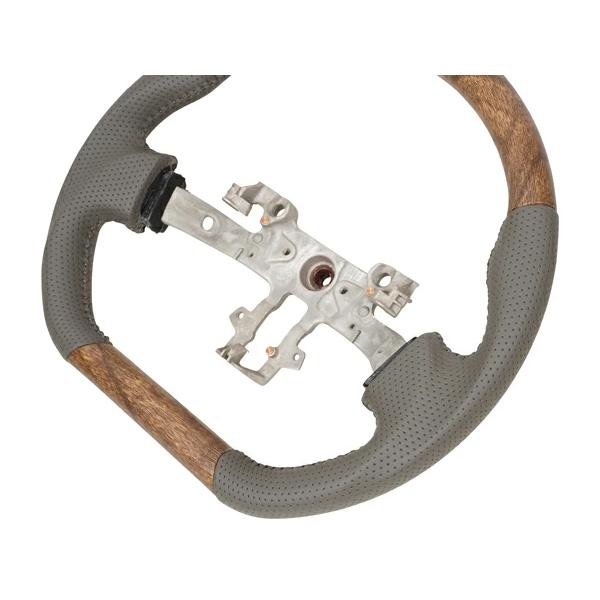 エブリイバン DA17V ナチュラルウッド調 ハンドル ステアリング ガングリップ D型 スズキ 専用設計 交換 木目 レザー パンチング | エブリイワゴン | 03