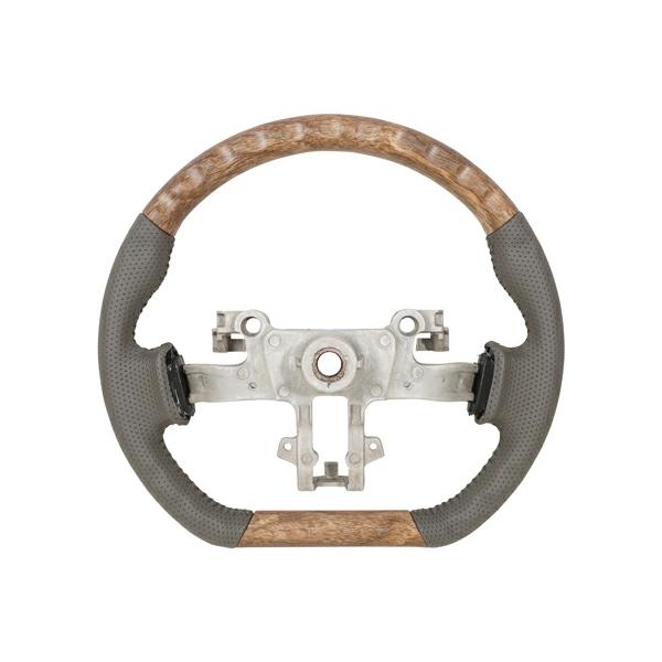 エブリイバン DA17V ナチュラルウッド調 ハンドル ステアリング ガングリップ D型 スズキ 専用設計 交換 木目 レザー パンチング | エブリイワゴン | 05