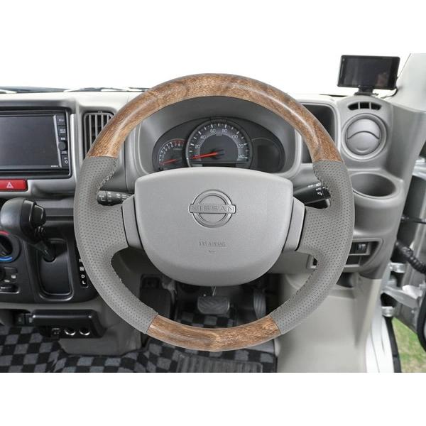エブリイバン DA17V ナチュラルウッド調 ハンドル ステアリング スタンダードグリップ スズキ 専用設計 交換 木目 レザー パンチング | エブリイワゴン | 05