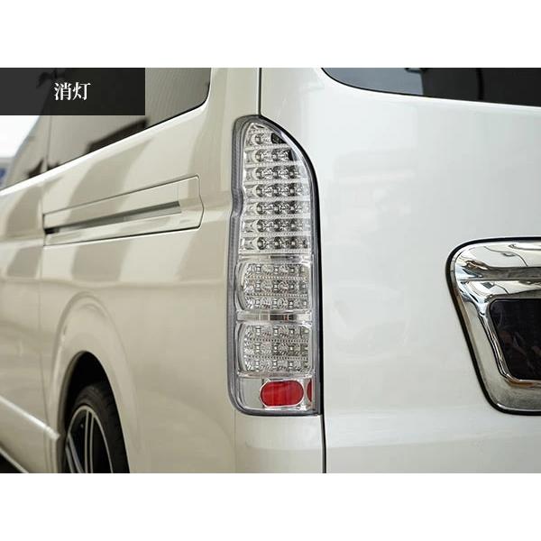 ハイエース 200系 LEDテールランプ オールインナーメッキ クリアレンズタイプ レジアスエース H16〜 全車対応 バックランプ カスタム | ハイエース | 02
