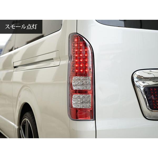 ハイエース 200系 LEDテールランプ ハーフレッド クリアレンズ