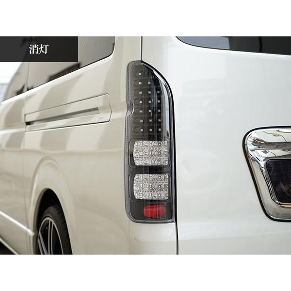 ハイエース 200系 LEDテールランプ ハーフブラック クリアレンズタイプ レジアスエース H16〜 全車対応 バックランプ カスタム | ハイエース | 02