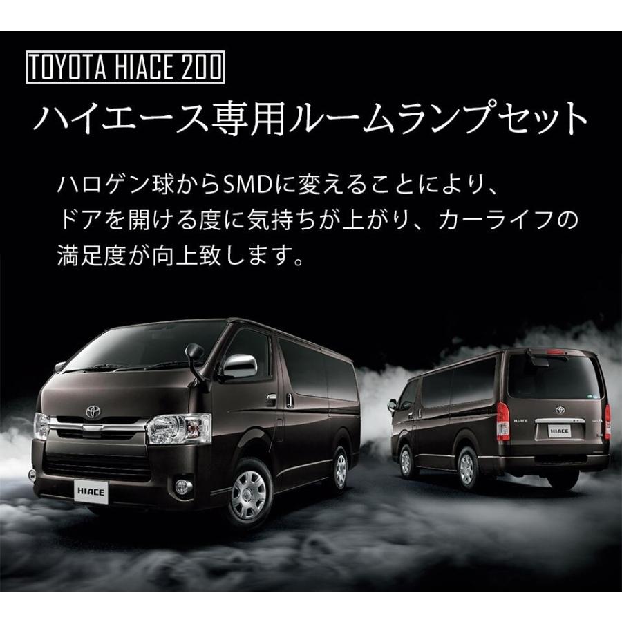 ハイエース 200系 4型 5型 6型 S-GL 148発SMDルームランプ 9点SET ホワイト 高輝度 LED 現行 室内 車内 明るい | ハイエース | 02
